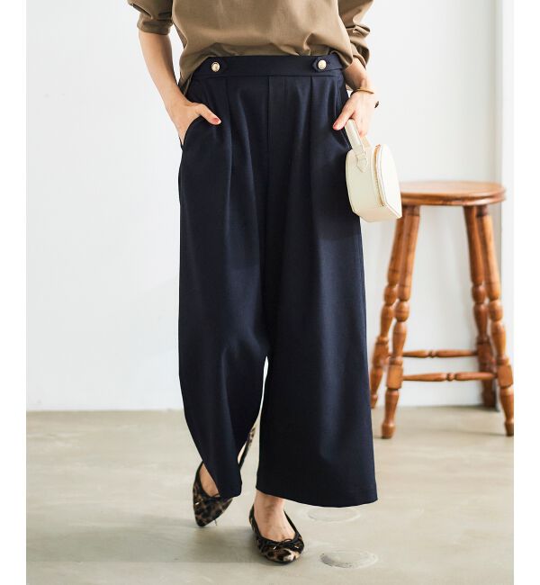 le.coeur blanc「ウールライクウエストデザインワイドクロップドパンツ」|その他|