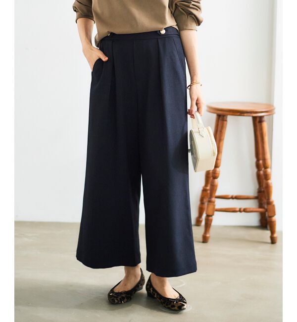 le.coeur blanc「ウールライクウエストデザインワイドクロップドパンツ」|その他|