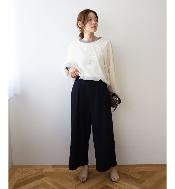 le.coeur blanc「ウールライクウエストデザインワイドクロップドパンツ」|その他|