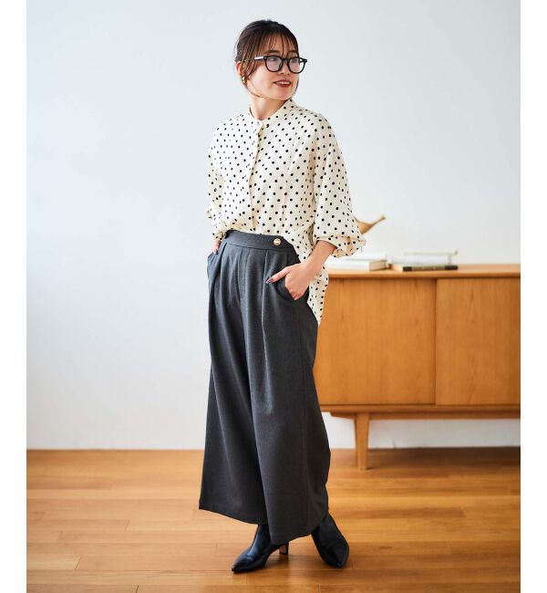 le.coeur blanc「ウールライクウエストデザインワイドクロップドパンツ」|その他|