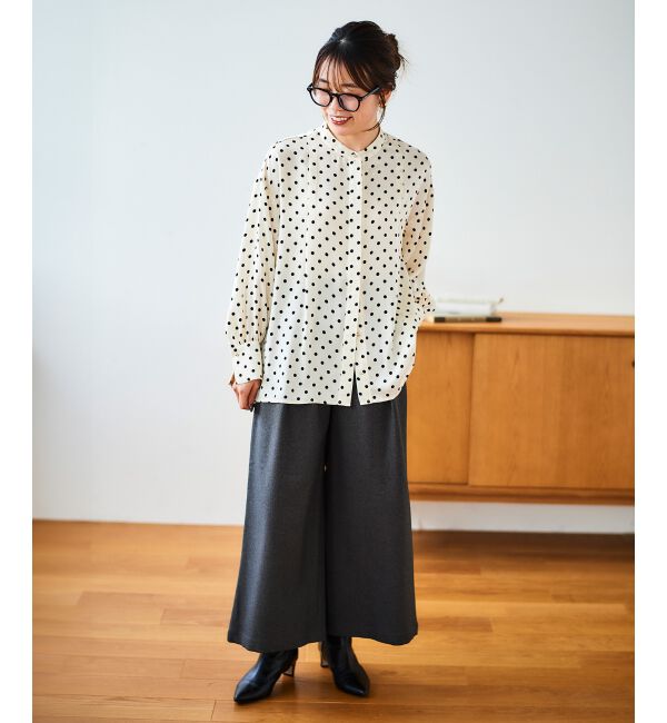 le.coeur blanc「ウールライクウエストデザインワイドクロップドパンツ」|その他|