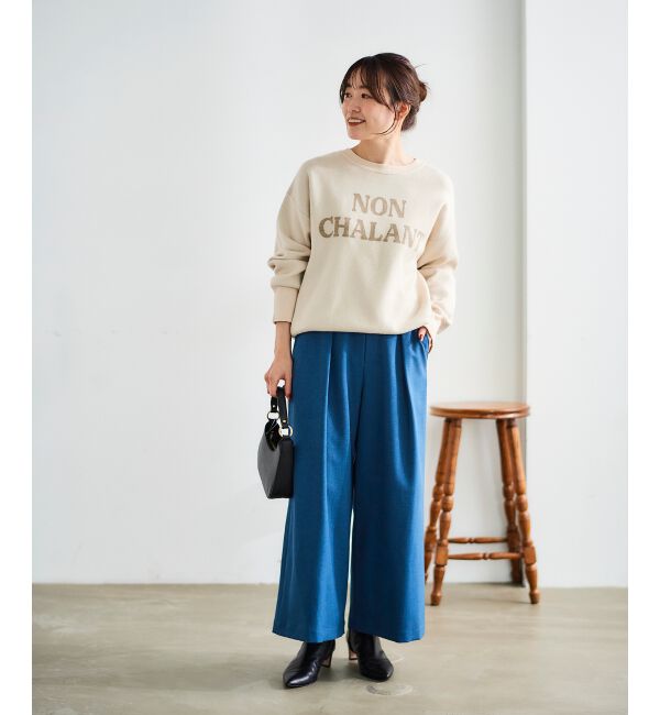 le.coeur blanc「ウールライクウエストデザインワイドクロップドパンツ」|その他|