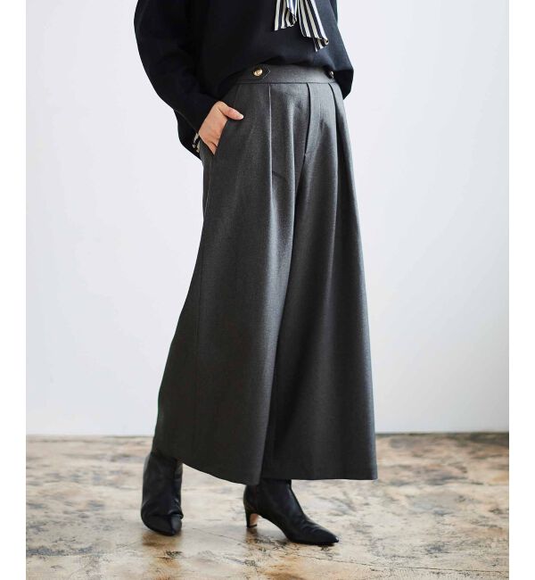 le.coeur blanc「ウールライクウエストデザインワイドクロップドパンツ」|その他|