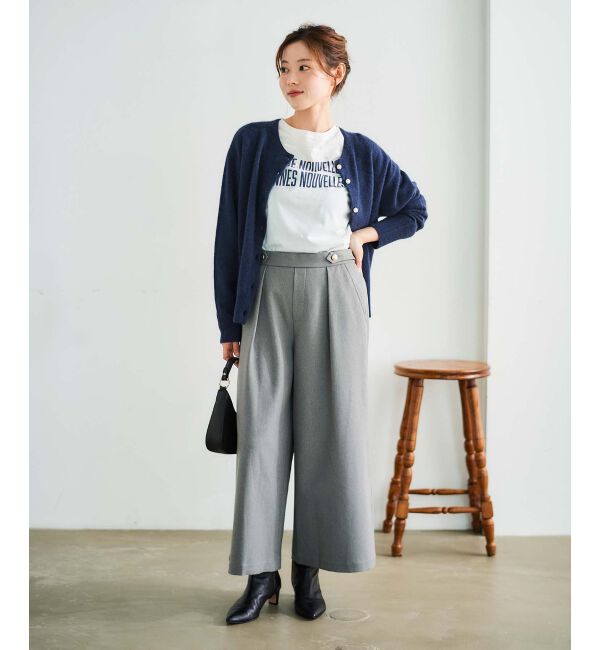 le.coeur blanc「ウールライクウエストデザインワイドクロップドパンツ」|その他|