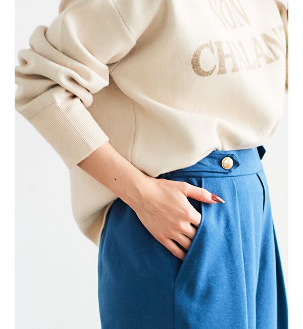 le.coeur blanc「ウールライクウエストデザインワイドクロップドパンツ」|その他|