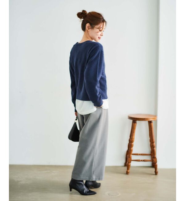 le.coeur blanc「ウールライクウエストデザインワイドクロップドパンツ」|その他|