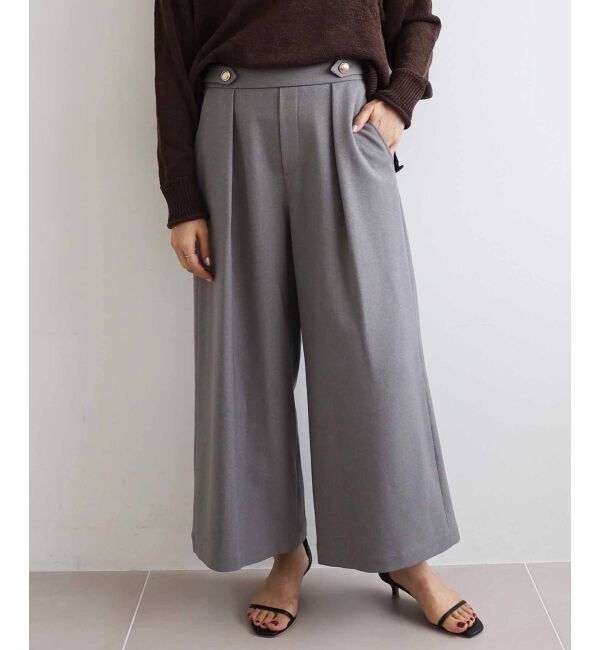 le.coeur blanc「ウールライクウエストデザインワイドクロップドパンツ」|その他|