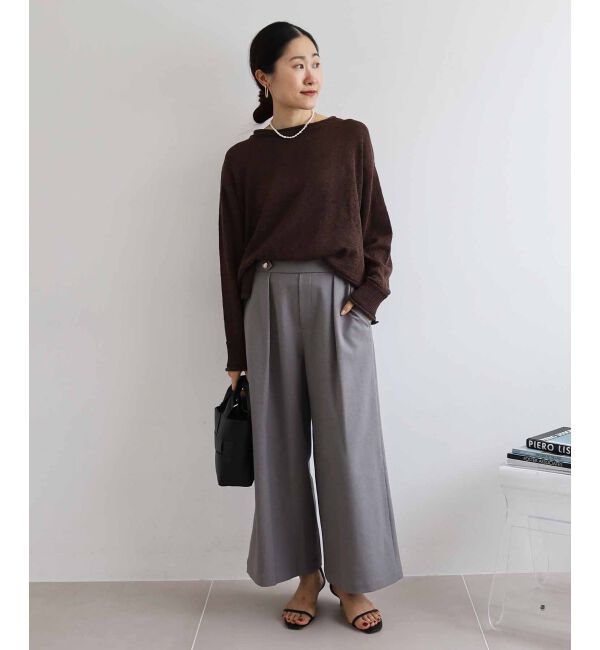 le.coeur blanc「ウールライクウエストデザインワイドクロップドパンツ」|その他|