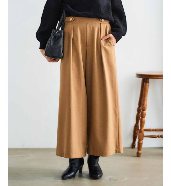 le.coeur blanc「ウールライクウエストデザインワイドクロップドパンツ」|その他|