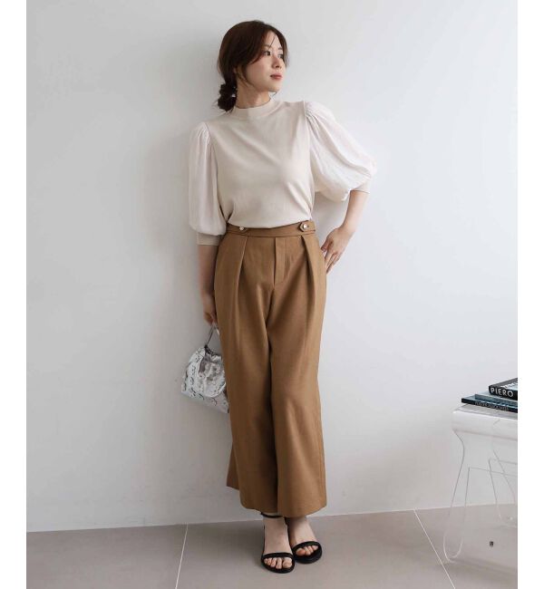 le.coeur blanc「ウールライクウエストデザインワイドクロップドパンツ」|その他|