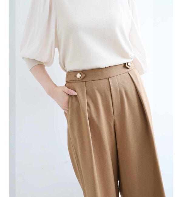 le.coeur blanc「ウールライクウエストデザインワイドクロップドパンツ」|その他|