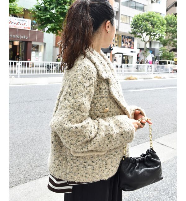  「《手洗い可能》TORRAZZO DONNAツイードニットPコート」|ピーコート|