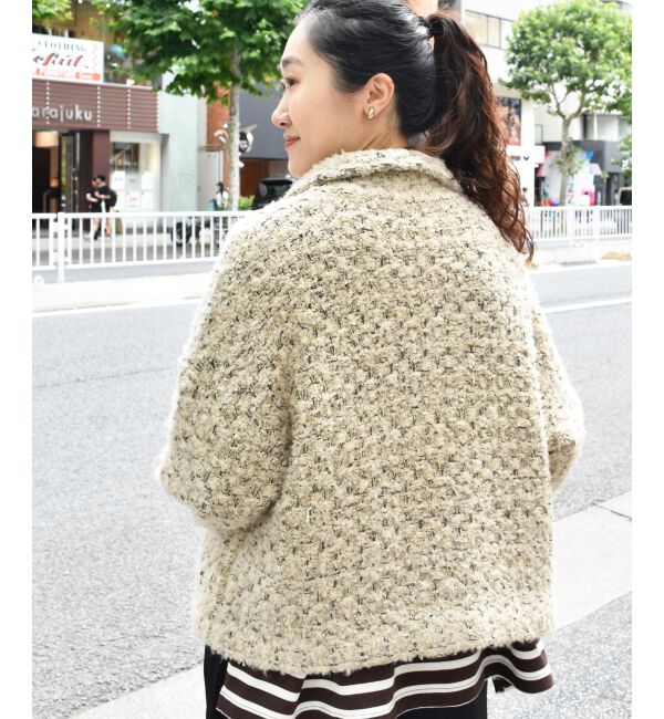  「《手洗い可能》TORRAZZO DONNAツイードニットPコート」|ピーコート|