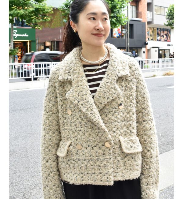  「《手洗い可能》TORRAZZO DONNAツイードニットPコート」|ピーコート|