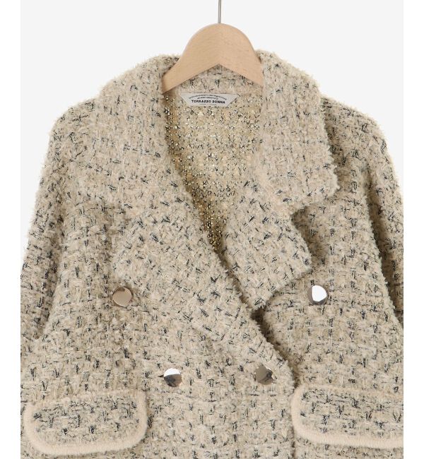  「《手洗い可能》TORRAZZO DONNAツイードニットPコート」|ピーコート|