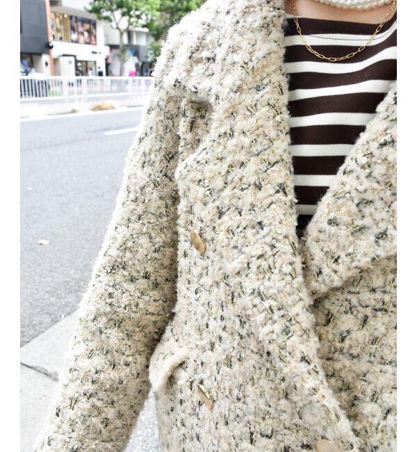  「《手洗い可能》TORRAZZO DONNAツイードニットPコート」|ピーコート|