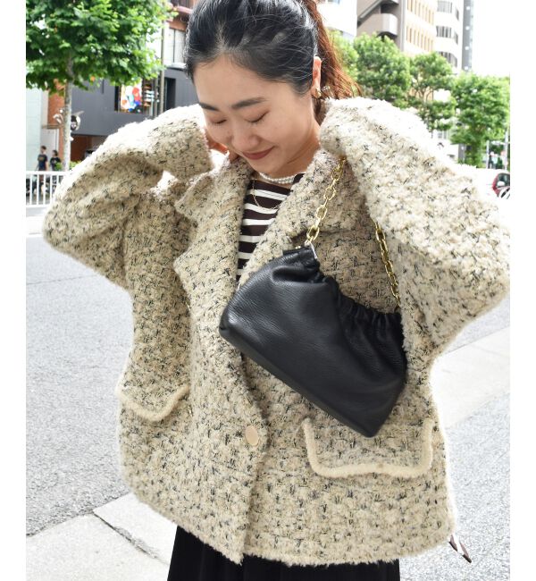  「《手洗い可能》TORRAZZO DONNAツイードニットPコート」|ピーコート|