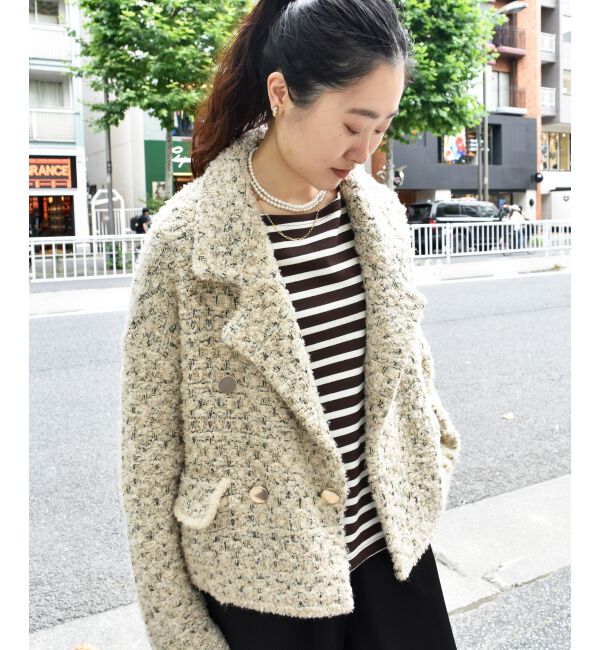  「《手洗い可能》TORRAZZO DONNAツイードニットPコート」|ピーコート|