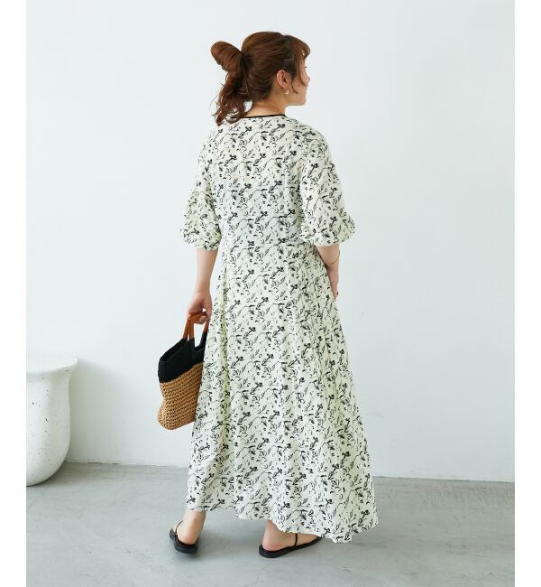  「フラワーモチーフスキッパーワンピース」|ワンピース|