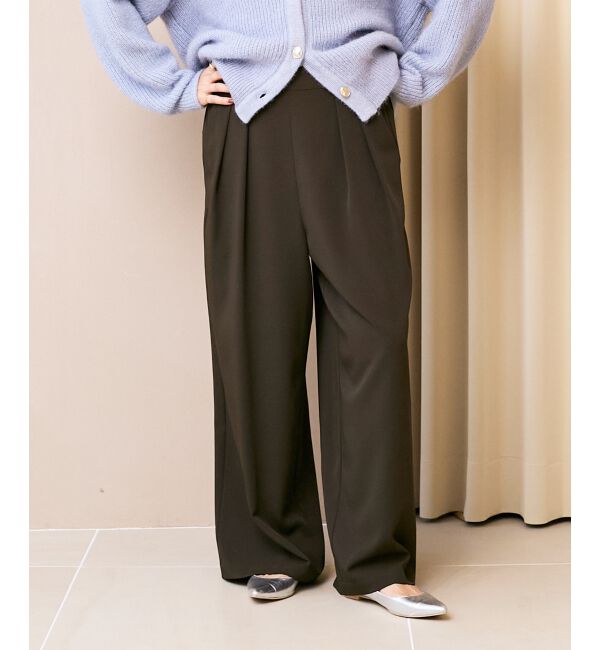  「《手洗い可能》フルダルダブルタックワイドパンツ」|その他|ブラウン