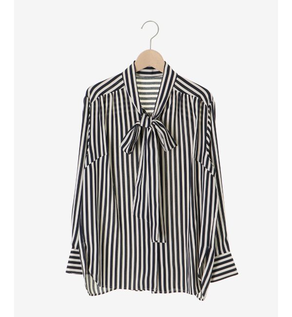  「【日本製】ストライプボウタイブラウス」|シャツ・ブラウス|