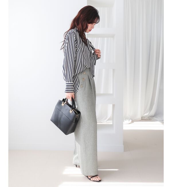  「【日本製】ストライプボウタイブラウス」|シャツ・ブラウス|