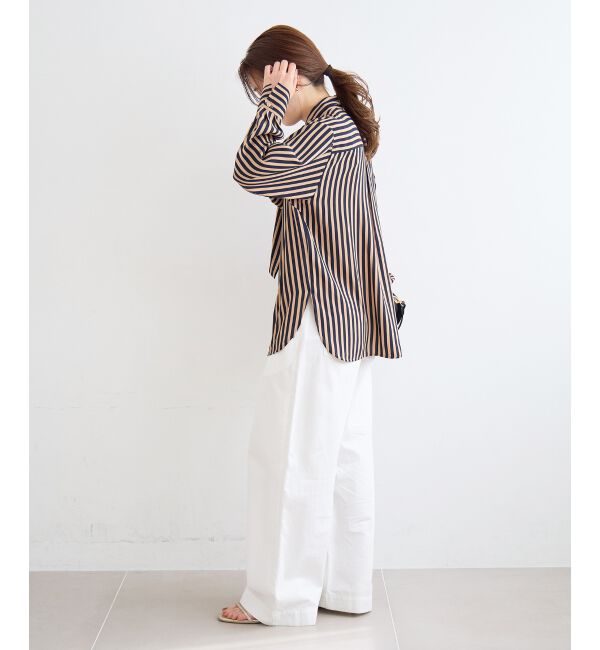  「【日本製】ストライプボウタイブラウス」|シャツ・ブラウス|