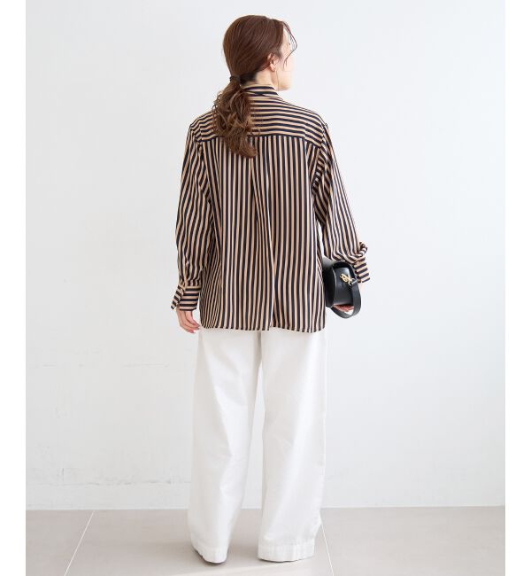  「【日本製】ストライプボウタイブラウス」|シャツ・ブラウス|