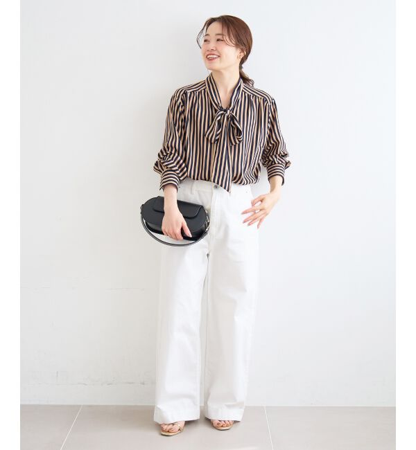  「【日本製】ストライプボウタイブラウス」|シャツ・ブラウス|