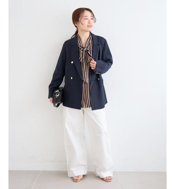  「【日本製】ストライプボウタイブラウス」|シャツ・ブラウス|