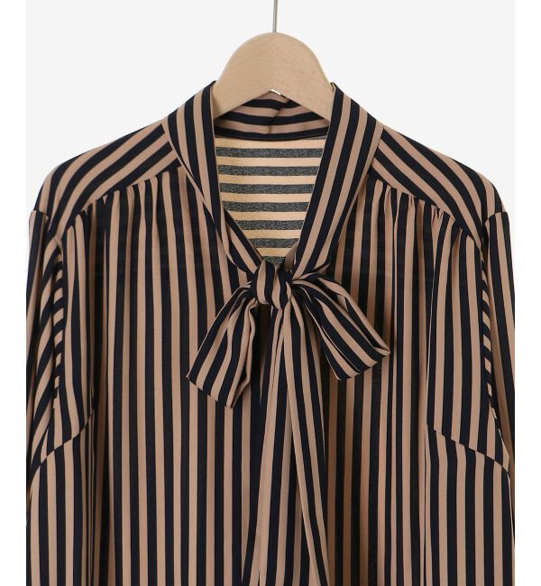  「【日本製】ストライプボウタイブラウス」|シャツ・ブラウス|