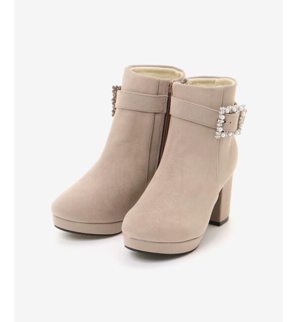 MAJESTICLEGON「パールビジューバックルブーツ」|ショートブーツ|