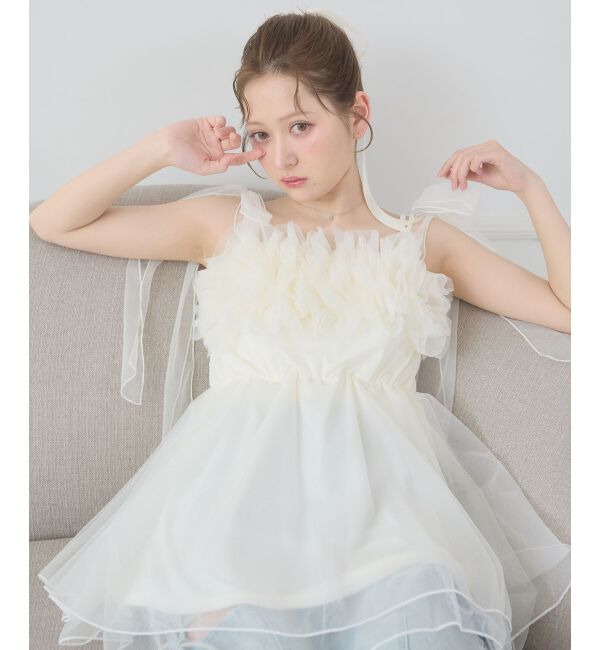  「ショルダーリボンフリルビスチェ」|キャミソール|