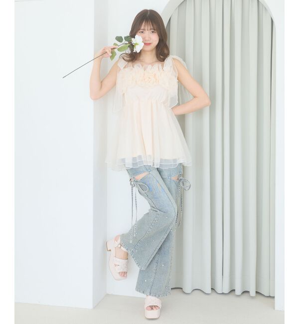  「ショルダーリボンフリルビスチェ」|キャミソール|
