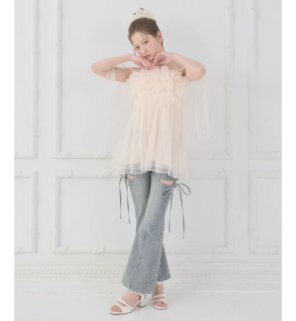  「ショルダーリボンフリルビスチェ」|キャミソール|