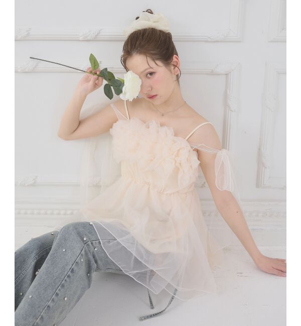  「ショルダーリボンフリルビスチェ」|キャミソール|