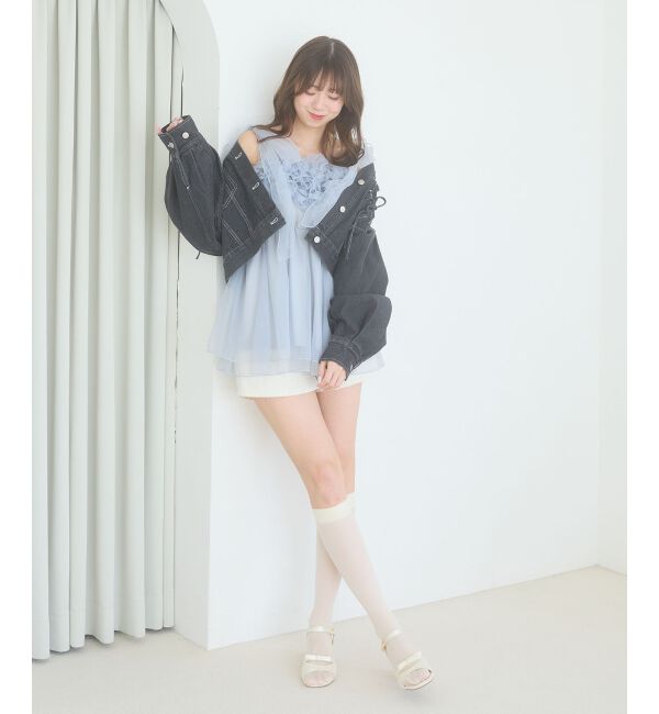  「ショルダーリボンフリルビスチェ」|キャミソール|