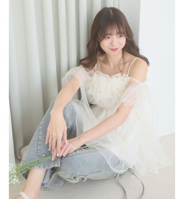  「ショルダーリボンフリルビスチェ」|キャミソール|