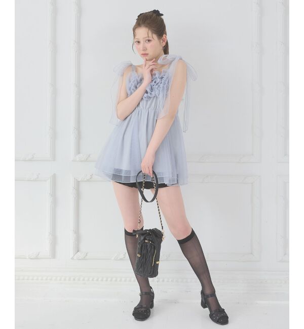  「ショルダーリボンフリルビスチェ」|キャミソール|