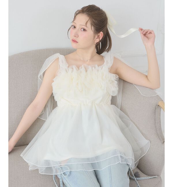  「ショルダーリボンフリルビスチェ」|キャミソール|