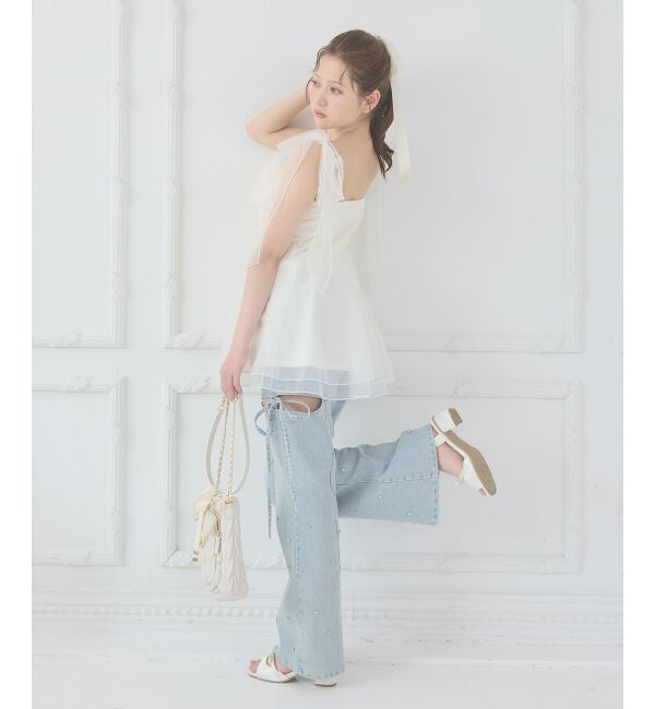  「ショルダーリボンフリルビスチェ」|キャミソール|