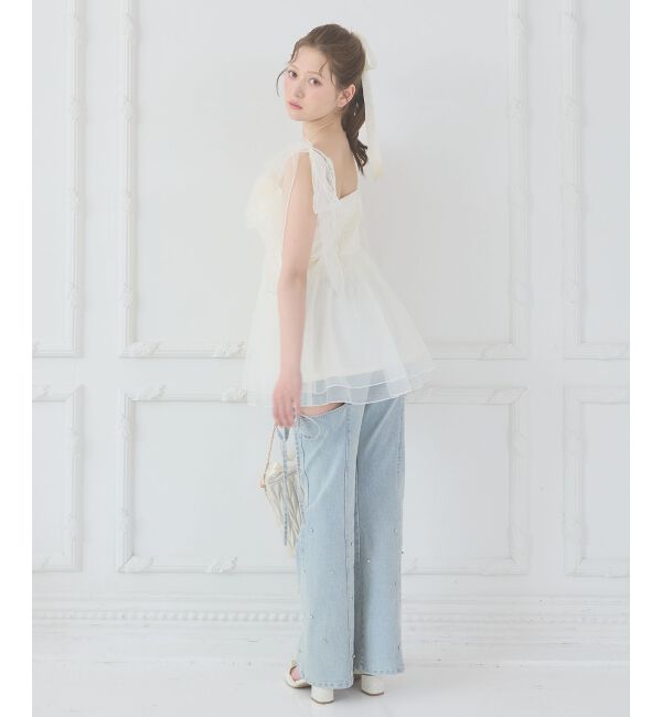  「ショルダーリボンフリルビスチェ」|キャミソール|
