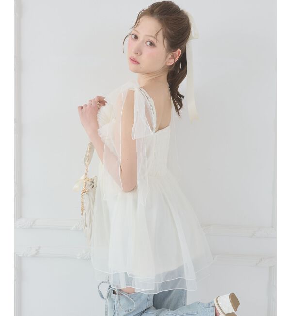  「ショルダーリボンフリルビスチェ」|キャミソール|