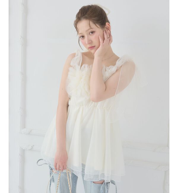  「ショルダーリボンフリルビスチェ」|キャミソール|