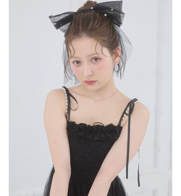  「パールチェーンチュールミニワンピ」|ワンピース|