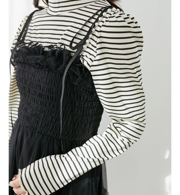  「パールチェーンチュールミニワンピ」|ワンピース|