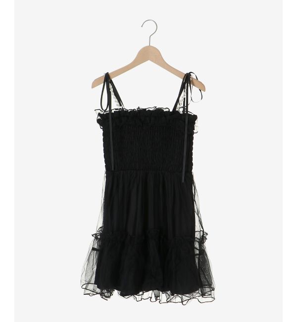  「パールチェーンチュールミニワンピ」|ワンピース|