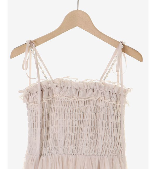  「パールチェーンチュールミニワンピ」|ワンピース|