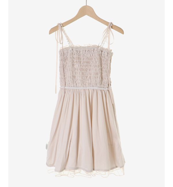  「パールチェーンチュールミニワンピ」|ワンピース|