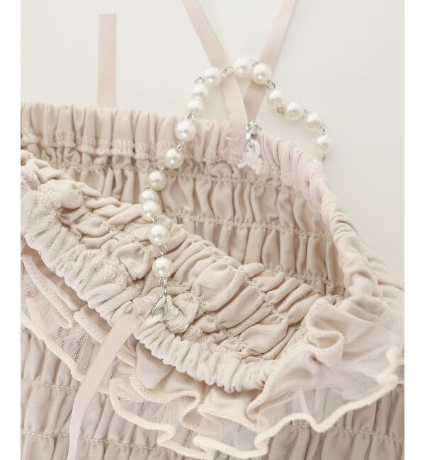  「パールチェーンチュールミニワンピ」|ワンピース|